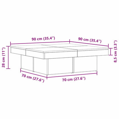 vidaXL Coffee Table Black Oak 90 x 90 x 28 cm Engineered Wood