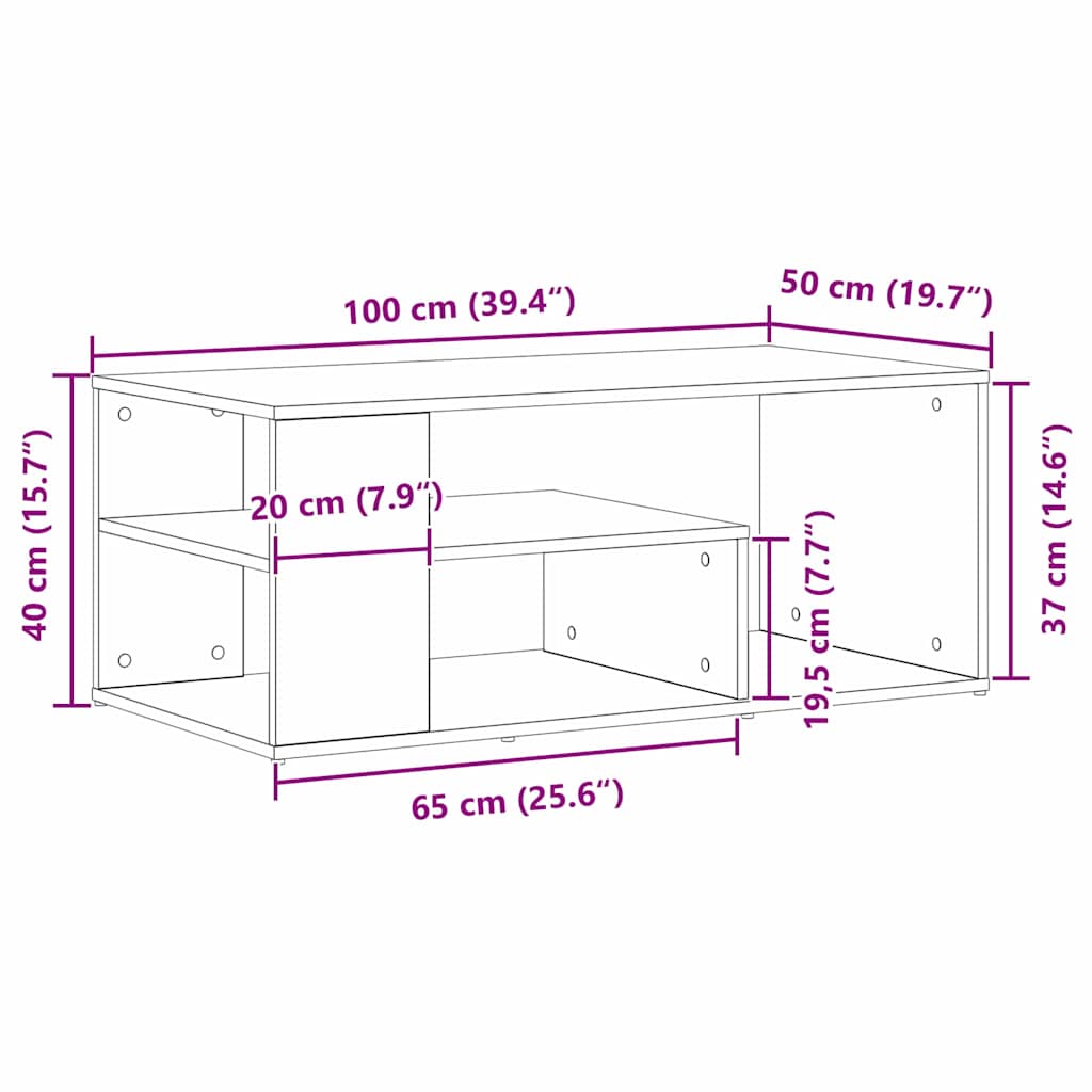 vidaXL Coffee Table Black Oak 100 x 50 x 40 cm Engineered Wood