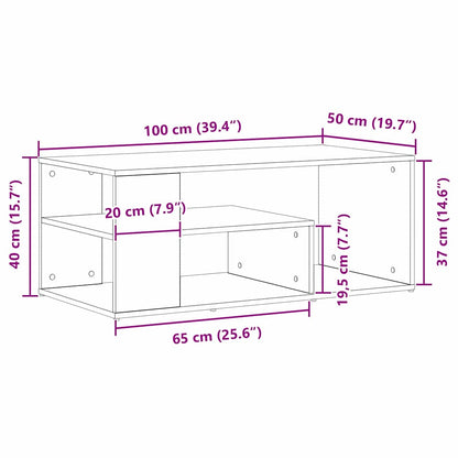 vidaXL Coffee Table Black Oak 100 x 50 x 40 cm Engineered Wood
