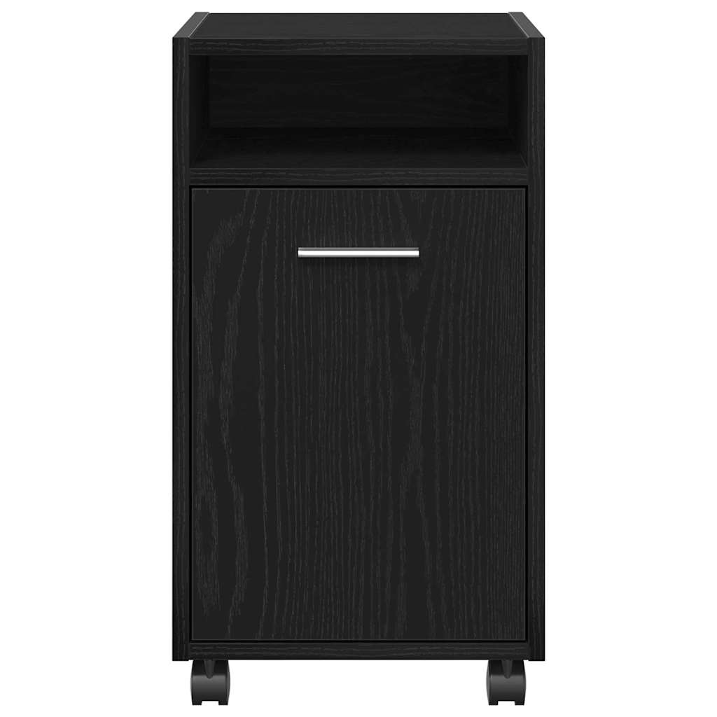 vidaXL Wheeled Side Cabinet Black Oak 33 x 38 x 60 cm Engineered Wood