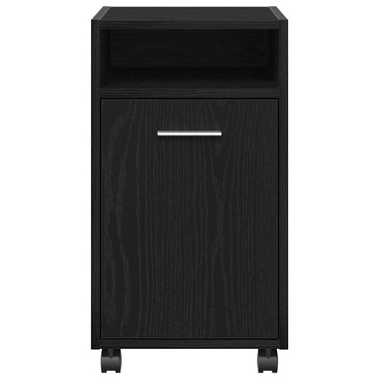 vidaXL Wheeled Side Cabinet Black Oak 33 x 38 x 60 cm Engineered Wood