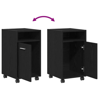 vidaXL Wheeled Side Cabinet Black Oak 33 x 38 x 60 cm Engineered Wood