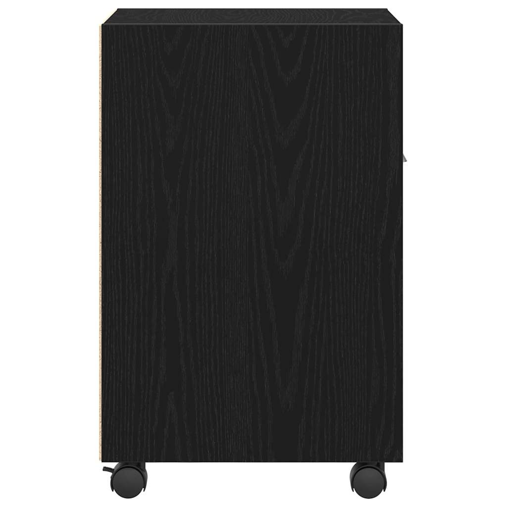 vidaXL Wheeled Side Cabinet Black Oak 33 x 38 x 60 cm Engineered Wood