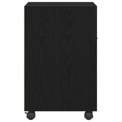 vidaXL Wheeled Side Cabinet Black Oak 33 x 38 x 60 cm Engineered Wood