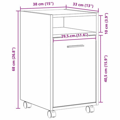 vidaXL Wheeled Side Cabinet Black Oak 33 x 38 x 60 cm Engineered Wood
