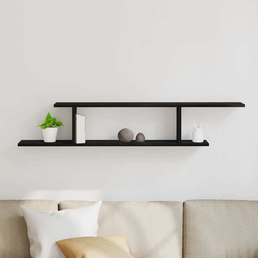 vidaXL Wall-mounted TV Shelf with Shelf Black Oak 125 x 18 x 23 cm