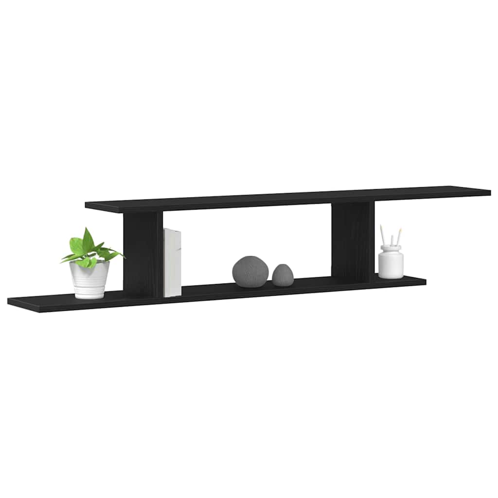vidaXL Wall-mounted TV Shelf with Shelf Black Oak 125 x 18 x 23 cm