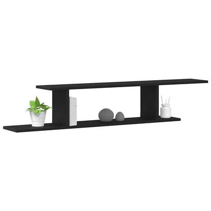 vidaXL Wall-mounted TV Shelf with Shelf Black Oak 125 x 18 x 23 cm