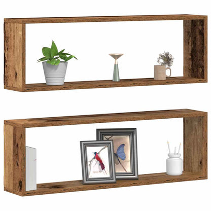 vidaXL Wall Shelves 2 pcs Old Wood 80 x 15 x 26 cm Engineered Wood