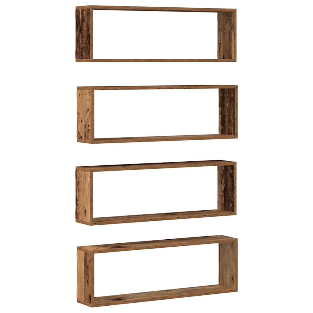vidaXL Wall Shelves 4 pcs Old Wood 80 x 15 x 26 cm Engineered Wood