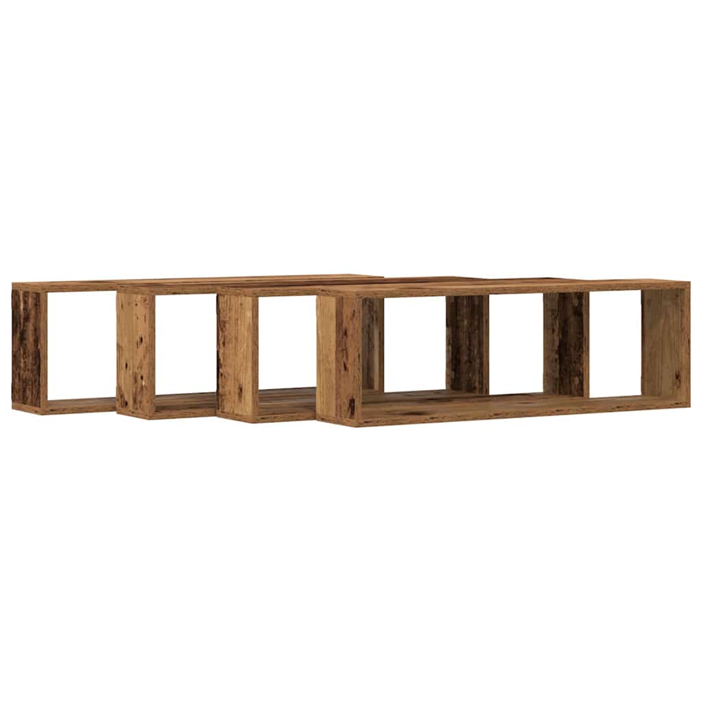 vidaXL Wall Shelves 4 pcs Old Wood 80 x 15 x 26 cm Engineered Wood