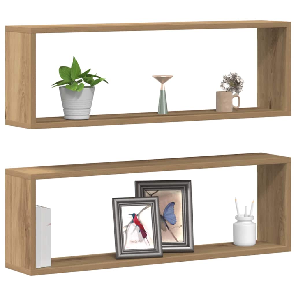 vidaXL Wall Shelves 2 pcs Artisian Oak 80 x 15 x 26 cm Engineered Wood
