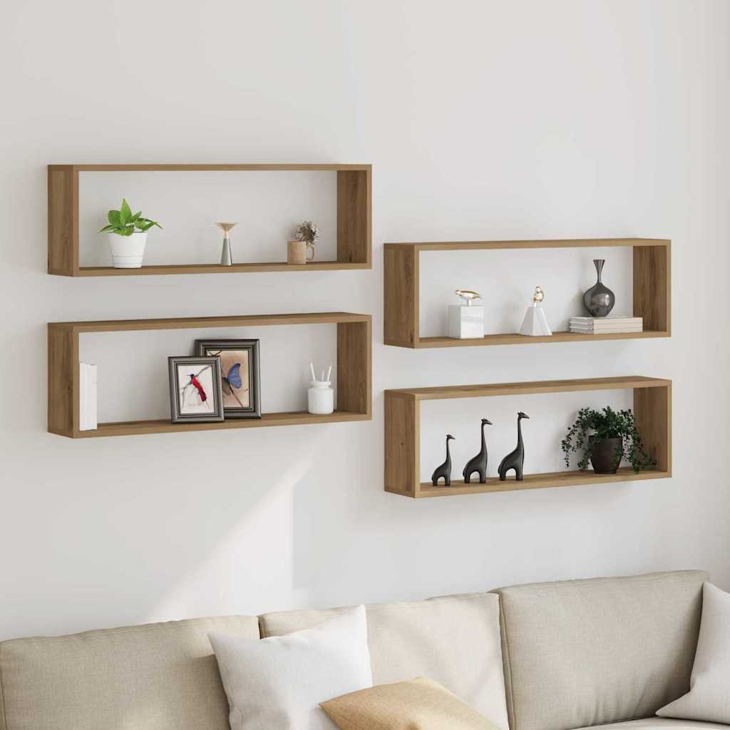 vidaXL Wall Shelves 4 pcs Artisian Oak 80 x 15 x 26 cm Engineered Wood