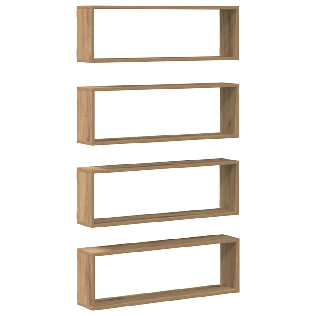 vidaXL Wall Shelves 4 pcs Artisian Oak 80 x 15 x 26 cm Engineered Wood