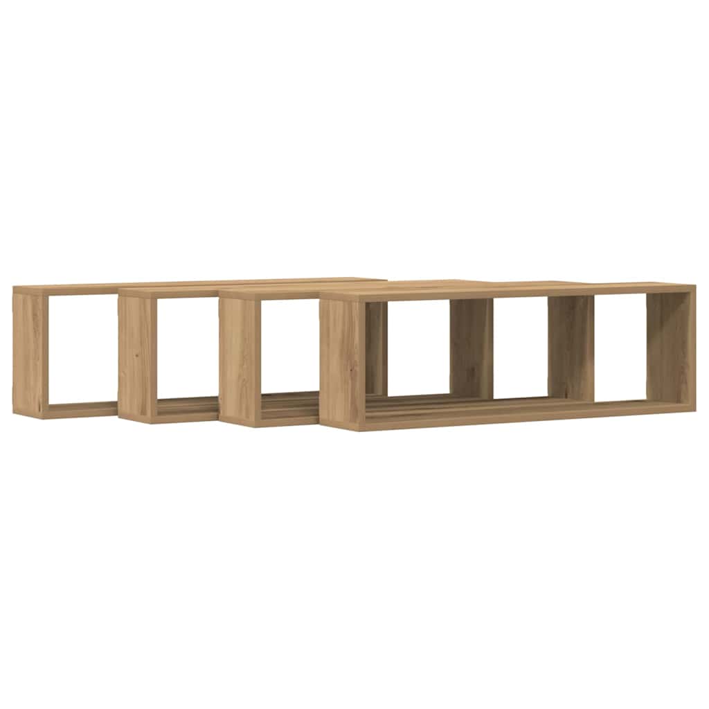 vidaXL Wall Shelves 4 pcs Artisian Oak 80 x 15 x 26 cm Engineered Wood