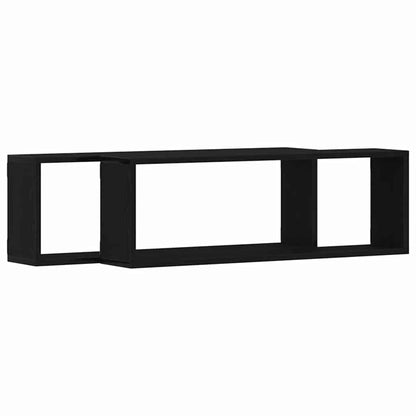 vidaXL Wall Shelves 2 pcs Black Oak 80 x 15 x 26 cm Engineered Wood