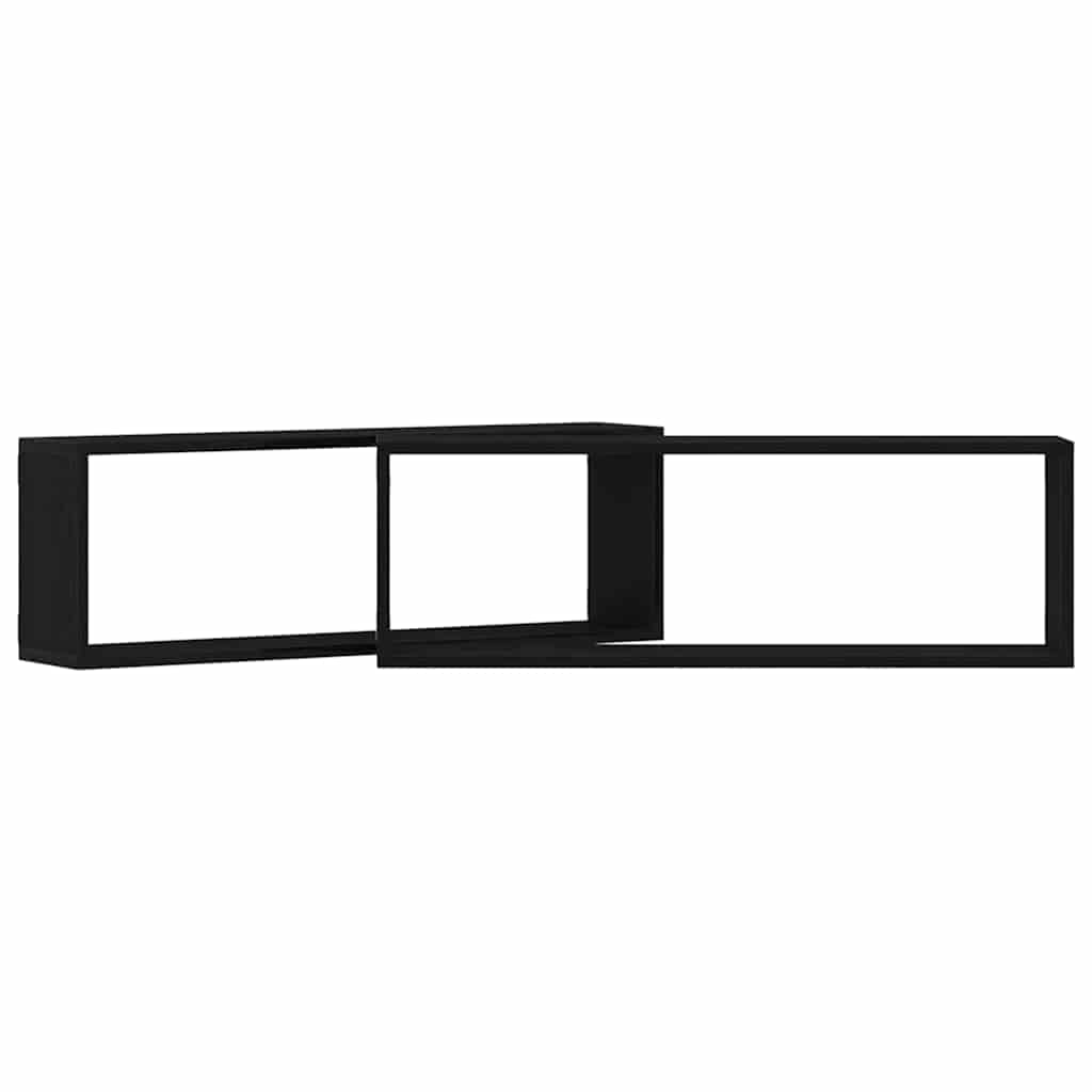 vidaXL Wall Shelves 2 pcs Black Oak 80 x 15 x 26 cm Engineered Wood