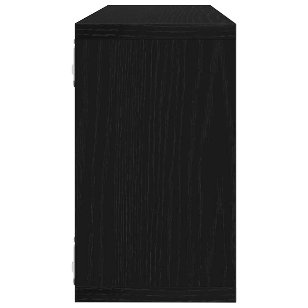 vidaXL Wall Shelves 2 pcs Black Oak 80 x 15 x 26 cm Engineered Wood
