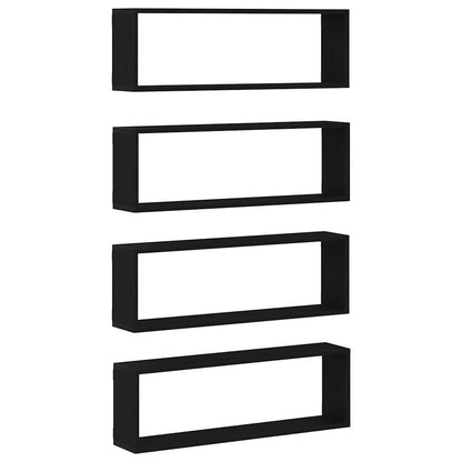 vidaXL Wall Shelves 4 pcs Black Oak 80 x 15 x 26 cm Engineered Wood