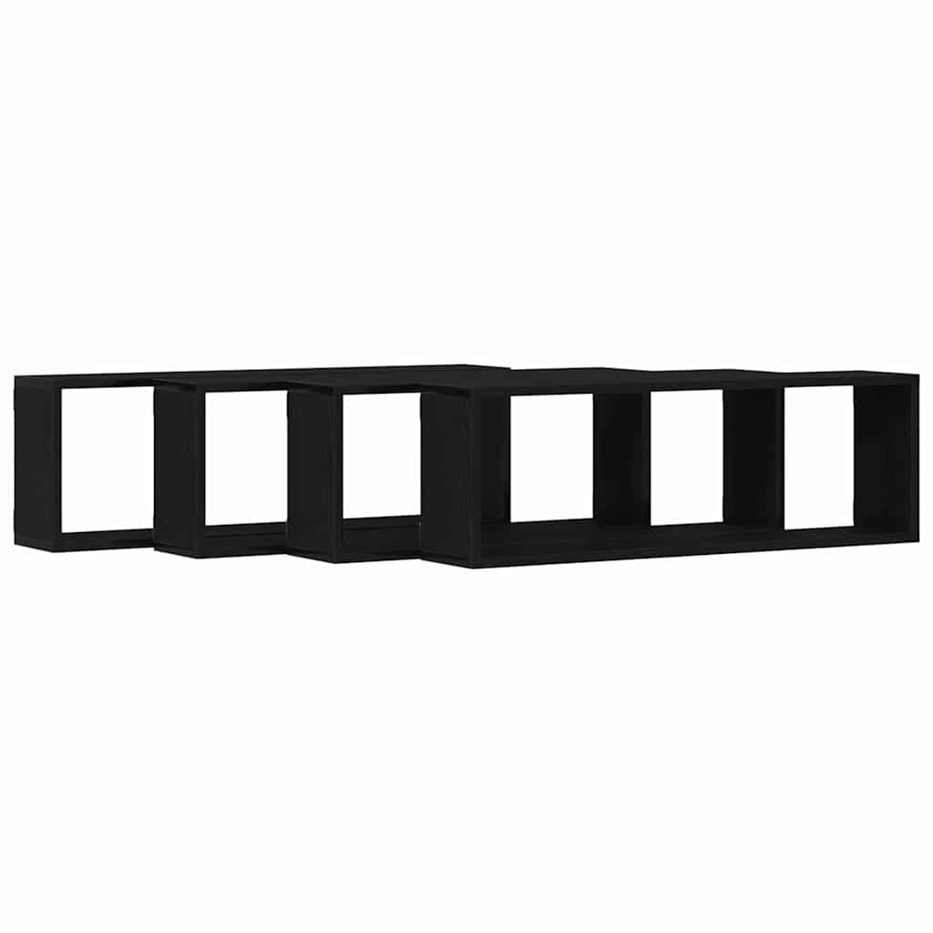 vidaXL Wall Shelves 4 pcs Black Oak 80 x 15 x 26 cm Engineered Wood