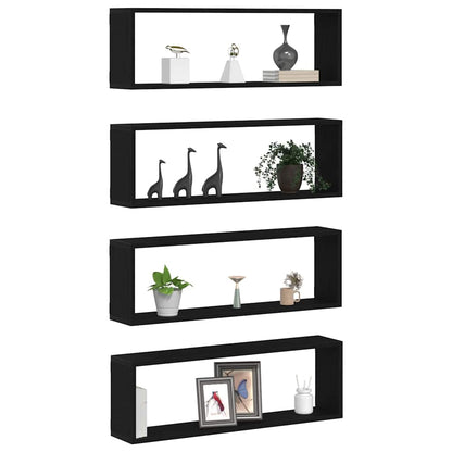 vidaXL Wall Shelves 4 pcs Black Oak 80 x 15 x 26 cm Engineered Wood