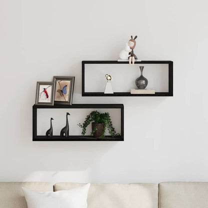 vidaXL Wall Shelves 2 pcs Black Oak 60 x 15 x 23 cm Engineered Wood