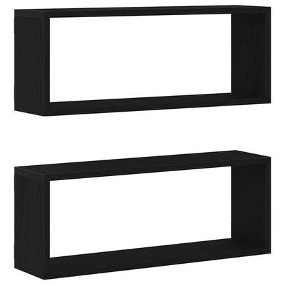 vidaXL Wall Shelves 2 pcs Black Oak 60 x 15 x 23 cm Engineered Wood