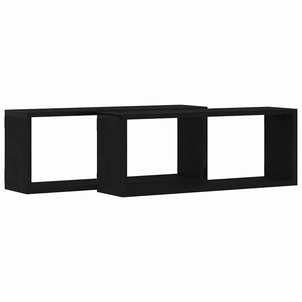 vidaXL Wall Shelves 2 pcs Black Oak 60 x 15 x 23 cm Engineered Wood
