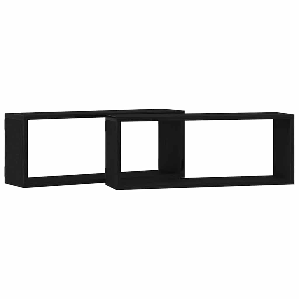 vidaXL Wall Shelves 2 pcs Black Oak 60 x 15 x 23 cm Engineered Wood