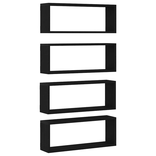 vidaXL Wall Shelves 4 pcs Black Oak 60 x 15 x 23 cm Engineered Wood