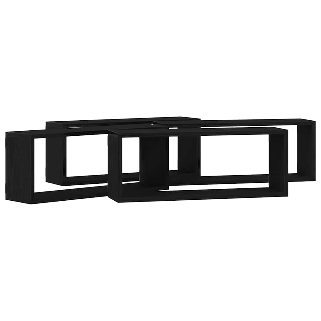 vidaXL Wall Shelves 4 pcs Black Oak 60 x 15 x 23 cm Engineered Wood