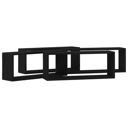 vidaXL Wall Shelves 4 pcs Black Oak 60 x 15 x 23 cm Engineered Wood