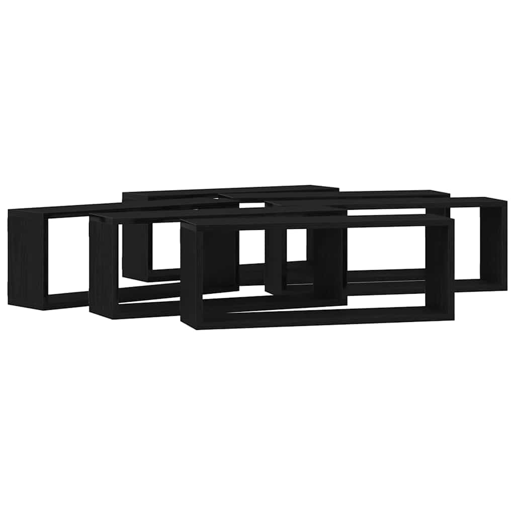 vidaXL Wall Shelves 6 pcs Black Oak 60 x 15 x 23 cm Engineered Wood