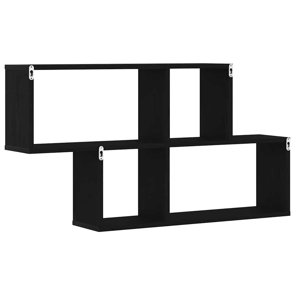 vidaXL Wall Shelf with Shelf Black Oak 76 x 15 x 53 cm Engineered Wood