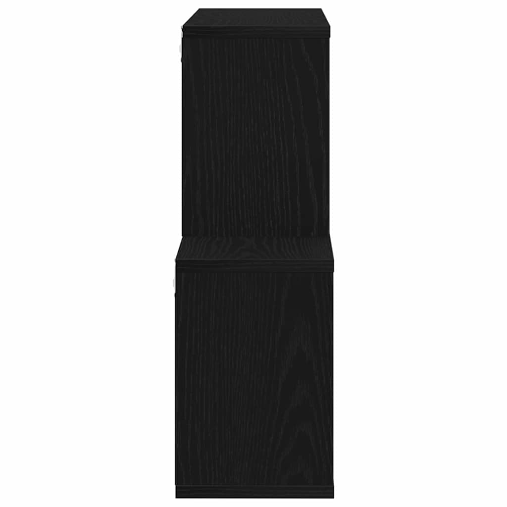 vidaXL Wall Shelf with Shelf Black Oak 76 x 15 x 53 cm Engineered Wood