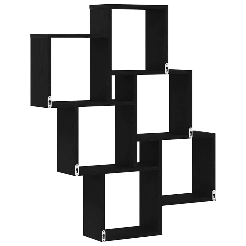 vidaXL Wall Shelf with Shelf Black Oak 78 x 15 x 93 cm Engineered Wood