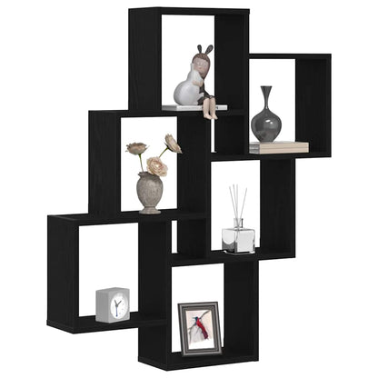 vidaXL Wall Shelf with Shelf Black Oak 78 x 15 x 93 cm Engineered Wood