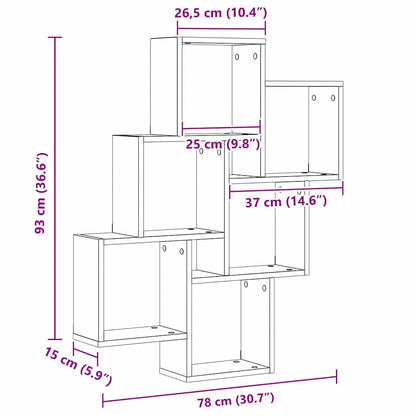 vidaXL Wall Shelf with Shelf Black Oak 78 x 15 x 93 cm Engineered Wood