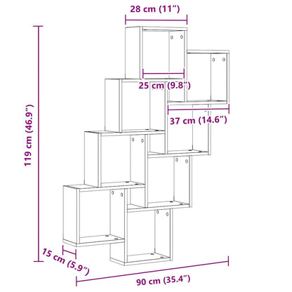 vidaXL Wall Shelf Black Oak 90 x 15 x 119.5 cm Engineered Wood