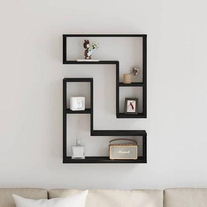 vidaXL Wall Shelf 2 pcs Black Oak 50 x 15 x 85 cm Engineered Wood