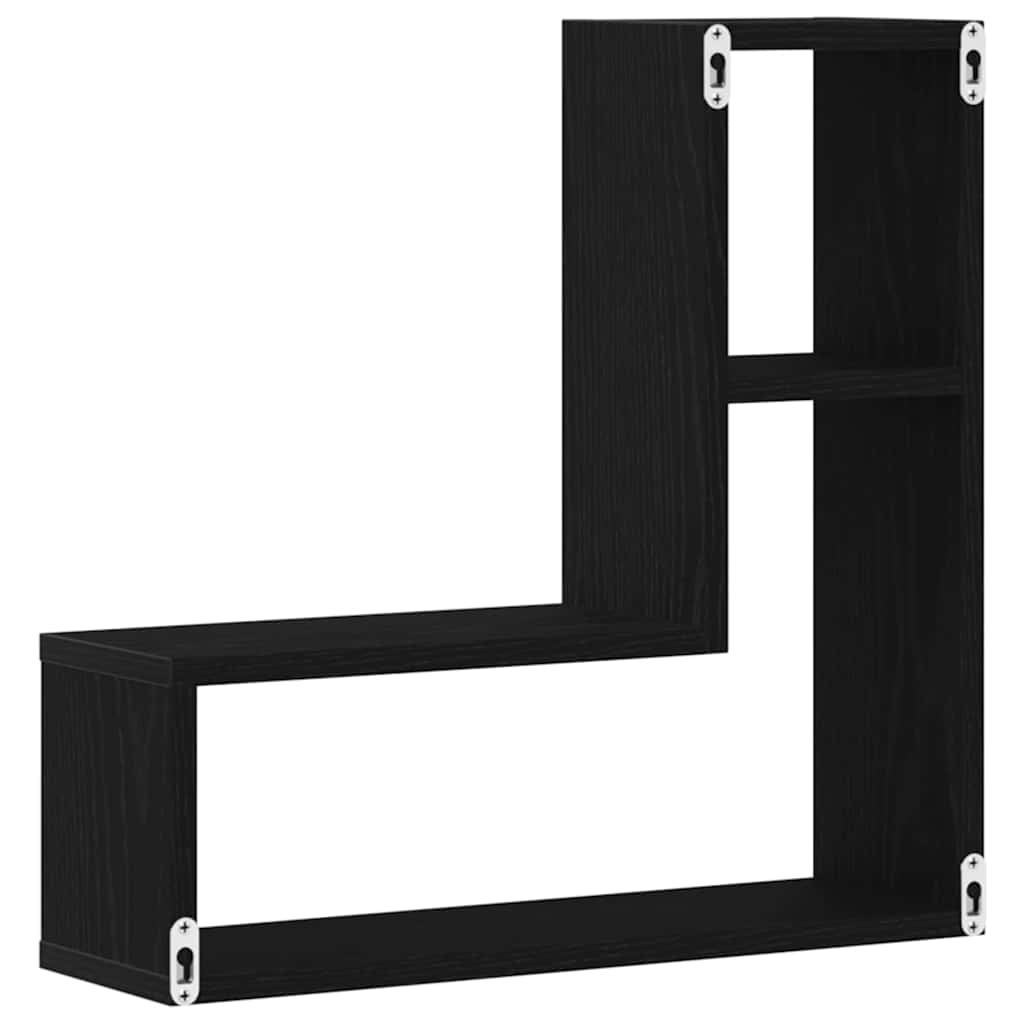 vidaXL Wall Shelf 2 pcs Black Oak 50 x 15 x 85 cm Engineered Wood
