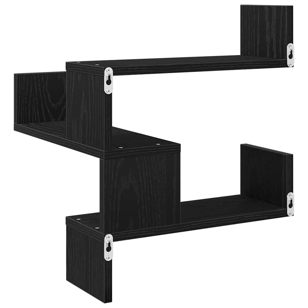 vidaXL Wall Shelf Black Oak 40 x 40 x 49.5 cm Engineered Wood