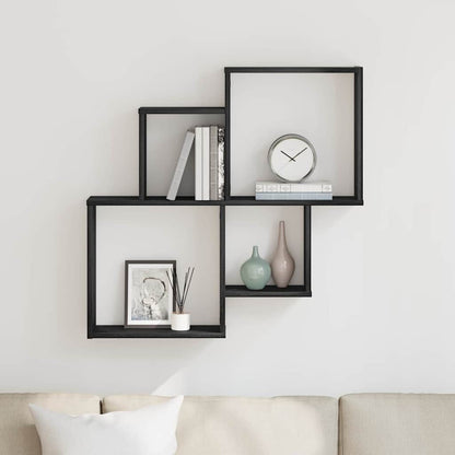 vidaXL Wall Shelf Black Oak 80 x 15 x 78.5 cm Engineered Wood