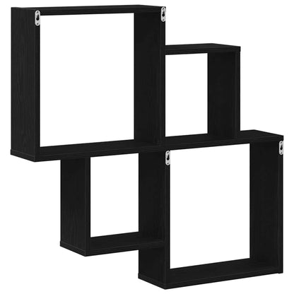 vidaXL Wall Shelf Black Oak 80 x 15 x 78.5 cm Engineered Wood