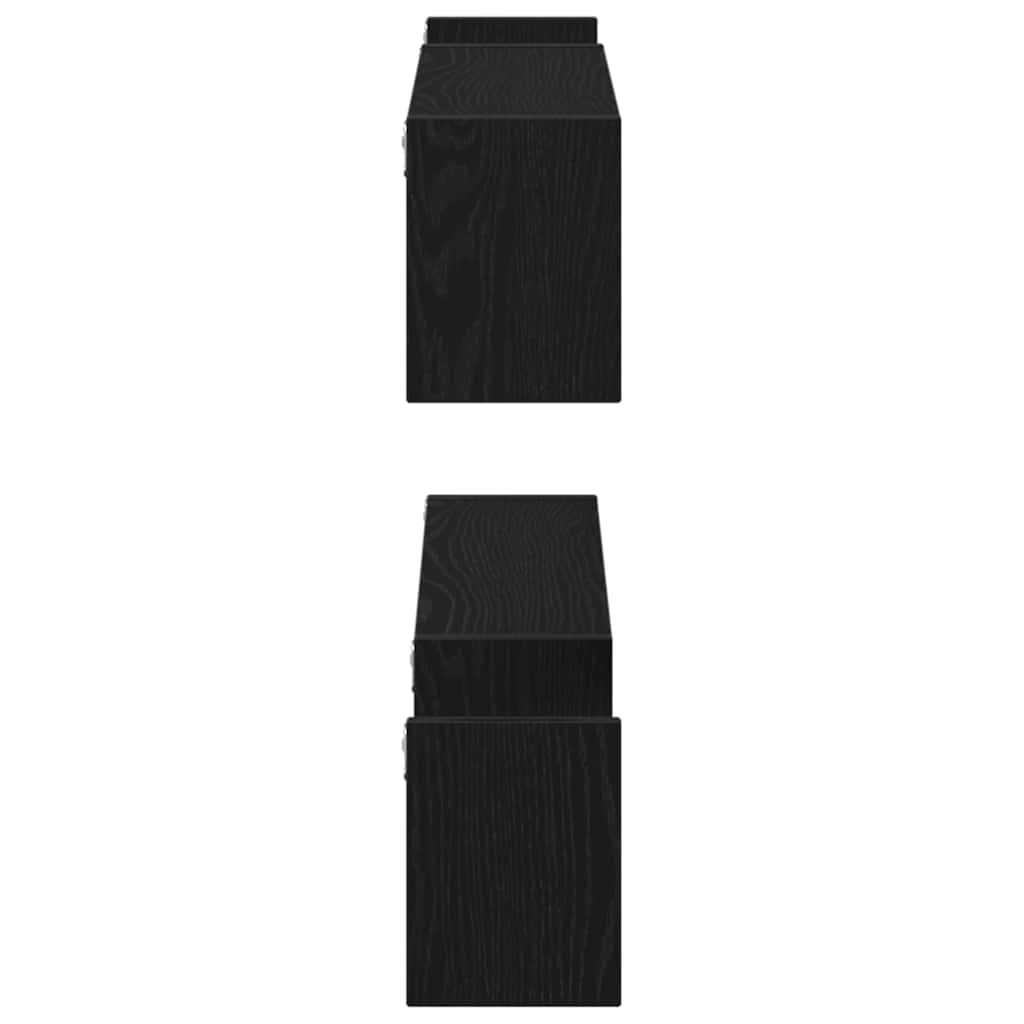 vidaXL Wall Shelf 2 pcs Black Oak 100 x 15 x 20 cm Engineered Wood