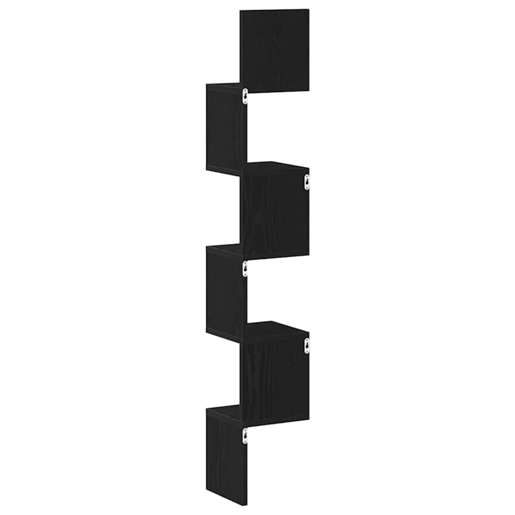 vidaXL Corner Shelf Black Oak 20 x 20 x 127.5 cm Engineered Wood