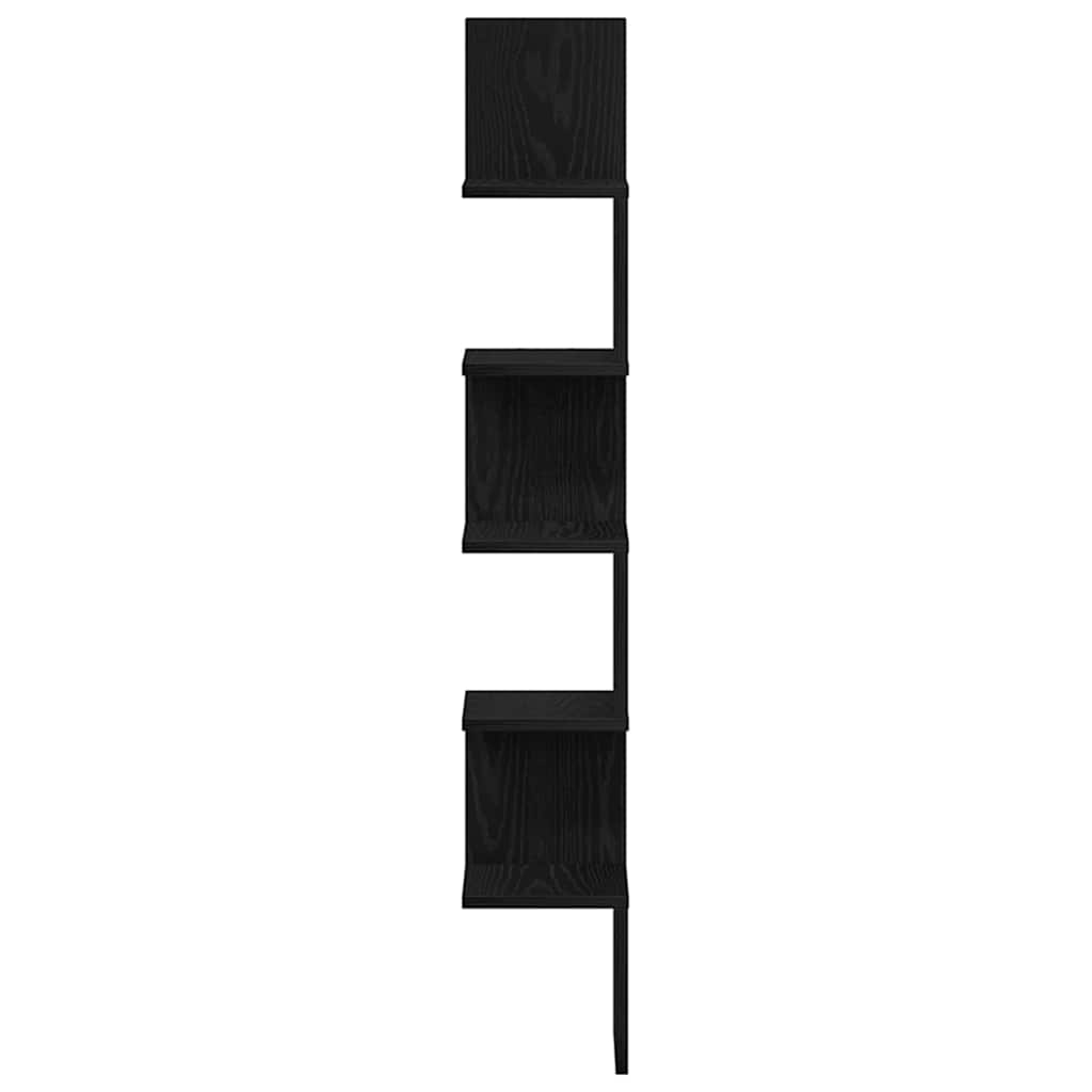 vidaXL Corner Shelf Black Oak 20 x 20 x 127.5 cm Engineered Wood