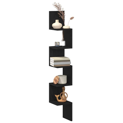 vidaXL Corner Shelf Black Oak 20 x 20 x 127.5 cm Engineered Wood