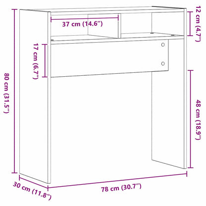 vidaXL Console Table Black Oak 78 x 30 x 80 cm Engineered Wood