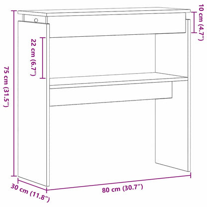vidaXL Console Table Black Oak 80 x 30 x 80 cm Engineered Wood
